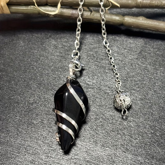 Snákaspírall – pendúll úr ametýst eða obsidian